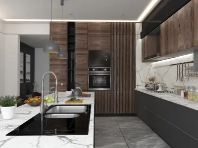 Professional kitchen design 3D model