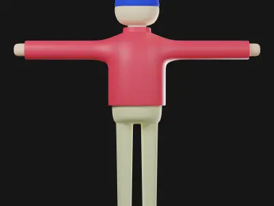 3D Character man cartoon art t post All parts can be separated Free 3D model