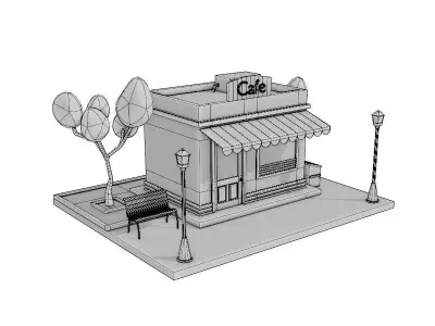 cartoon cafe 3D model