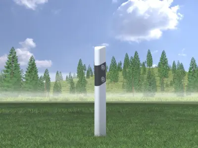Delineator posts with white reflectors R Low-poly 3D model