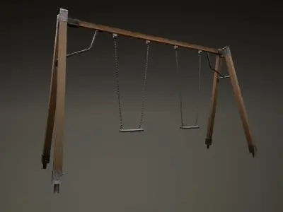 3D low poly PBR playground chain swing Low-poly 3D model