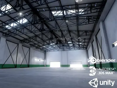 Warehouse interior unity Low-poly 3D model