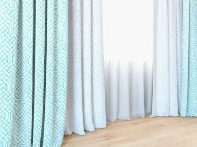 Curtains 54 Curtains with Tulle 3D model