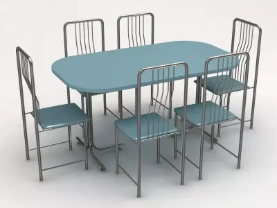 Chair and Table Set 3D model
