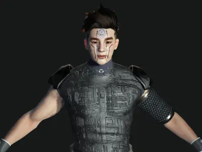 AAA 3D Cyborg Futuristic Male - Game Ready Realistic Character Low-poly 3D model