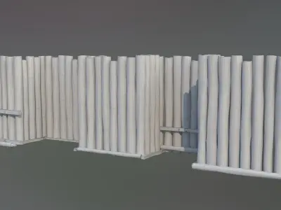 trench wooden fence made of logs 3D model