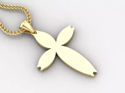 Light Gold 18K Cross Pendant 1CP082 3D print model