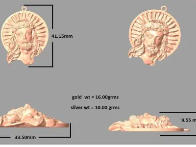 Jesus god pendent -01 3D print model