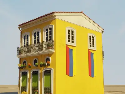 SOUTH AMERICAN BUILDING 001 Low-poly 3D model