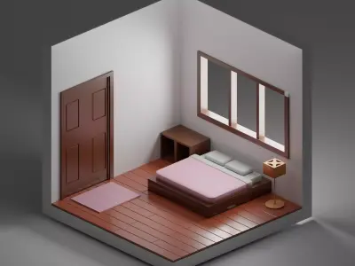Isometric room Low-poly 3D model