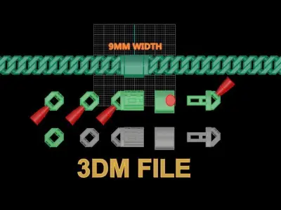 Cuban Chain Link Box Style 9MM WIDTH  3D print model