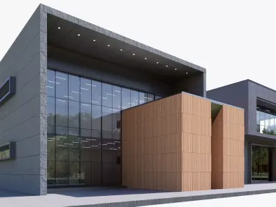 Villa gallery Low-poly 3D model