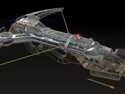 Magbow weapon with bow and arrow Low-poly 3D model