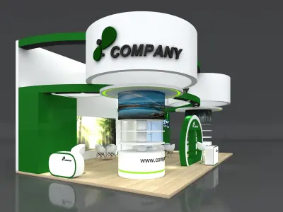 Exhibition Stand Stall 7x12 Height 500 cm 3 Side Open 3D model