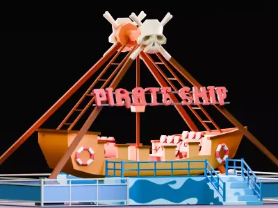 Amusement Park - Pirate Ship Low-poly 3D model