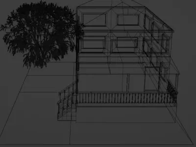 SUBURBAN HOUSE Low-poly 3D model