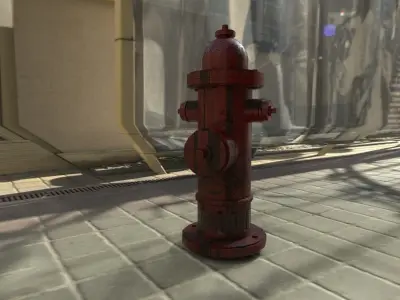 Fire Hydrant PBR Game Ready Low-poly 3D model Low-poly 3D model