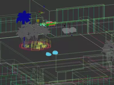 Futuristic Courtyard Villa with Pool and Lawn 3D model