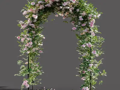 Arch pergola with roses 3D model
