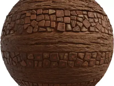 Terracotta Wagon Track Ground With Cobblestone Bands Texture