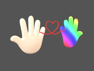 Hand with Red Line Icon v1 013 Low-poly 3D model