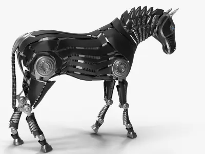 Robot horse standing 3D model