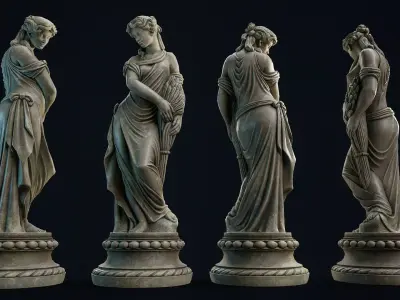 Garden Statue 4 PBR Low-poly 3D model