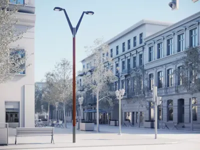 Double classic street lamp 3D model