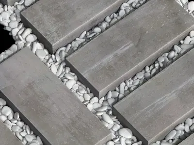 Paving road plate stone pebble n1 3D model