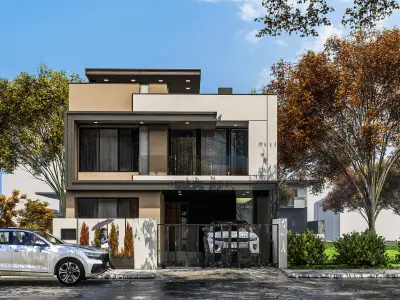 Modern two storey house 3D model