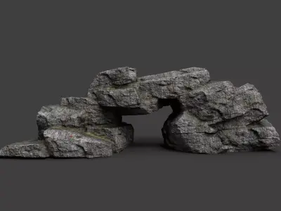 Cliff Rock 4-3 Low-poly 3D model