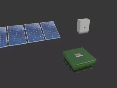 City Roof Props Pack for mobile games Low-poly 3D model