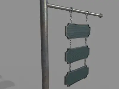 Metal Chain PBR Signboard Low-poly 3D model
