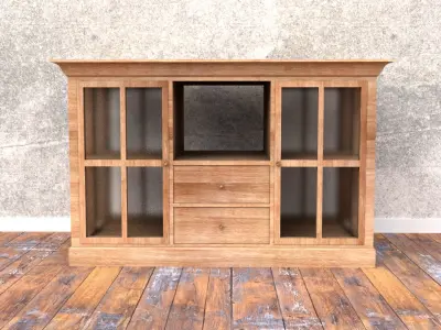 Cabinet with glass doors Low-poly 3D model