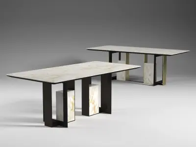 Moore 200 and 220 Rectangle Dining Tables 3D model