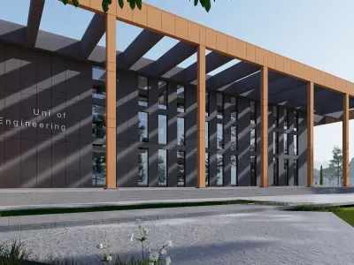 realistic university Low-poly 3D model