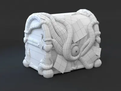Magic Wooden Chest Low-poly 3D model