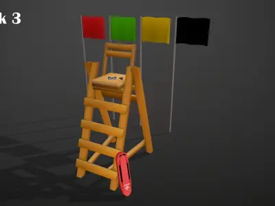 BEACH ASSETS Low-poly 3D model