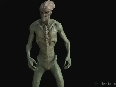 Psionic alien Low-poly 3D model