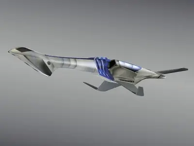 Lowpoly spaceship concept vehicle Low-poly 3D model