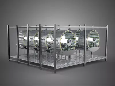 INDOOR ARRAY ROW SHELF RACK TRAY ROTARY HYDROPONIC PLANT FARM UP 3D model