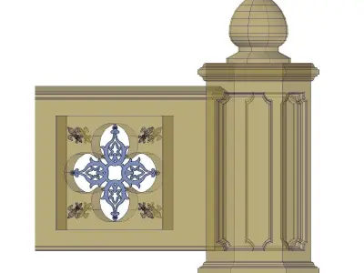 Stone Marble Fence Handrailing 3D model