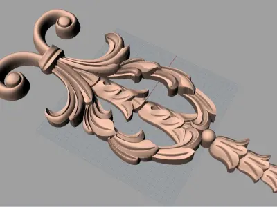Bed door flower 3D relief STL model for CNC engraving E509 3D model