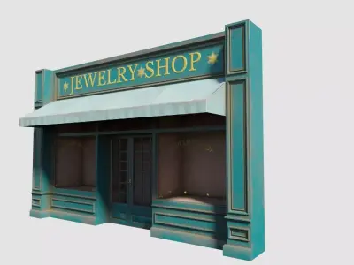 city shop front with 4k pbr textures Low-poly 3D model