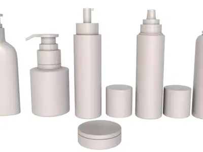 Cosmetic containers collection 3 3D model