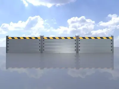 Flood protection made of aluminium that measures 1m x 6m Low-poly 3D model