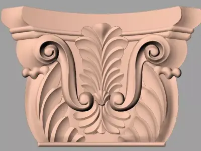 Door Post flower 3D STL Model for CNC Router Carving E969 3D model