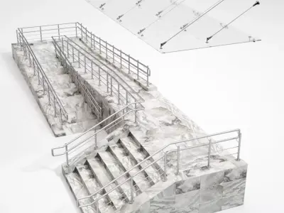 Entrance stair with ramp 3D model