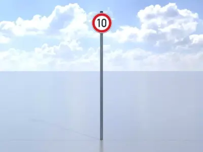 Traffic sign 274-10 Speed limit 10 km h Size 1 Low-poly 3D model