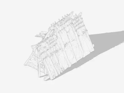 Rustic Matchstick Hut  Low-poly 3D model